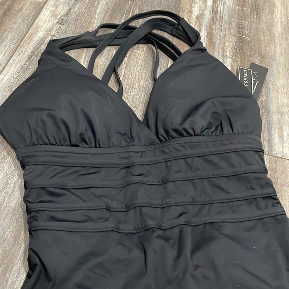 La Blanca Island Goddess Multi-Strap Cross-Back One Piece Swimsuit Size 10 NEW - Picture 8 of 12